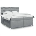 vidaXL, vidaXL Boxspringbett mit Matratze Hellgrau 200x200 cm Stoff