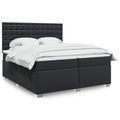 vidaXL, vidaXL Boxspringbett mit Matratze Schwarz 200x200 cm Kunstleder