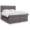 vidaXL, vidaXL Boxspringbett mit Matratze Grau 200x200 cm Kunstleder