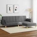 vidaXL, vidaXL Schlafsofa 2-Sitzer mit Fußhocker Dunkelgrau Stoff