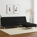 vidaXL, vidaXL Schlafsofa 2-Sitzer mit Fußhocker Schwarz Stoff
