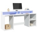 vidaXL, vidaXL LED-Schreibtisch Weiß 200x55x91 cm Holzwerkstoff