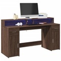 vidaXL, vidaXL LED-Schreibtisch Braun Eichen-Optik 160x55x91 Holzwerkstoff