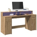 vidaXL, vidaXL LED-Schreibtisch Artisan-Eiche 160x55x91 Holzwerkstoff