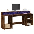 vidaXL, vidaXL LED-Schreibtisch Räuchereiche 200x55x91 cm Holzwerkstoff