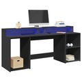 vidaXL, vidaXL LED-Schreibtisch Schwarz 200x55x91 cm Holzwerkstoff