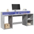 vidaXL, vidaXL LED-Schreibtisch Betongrau 200x55x91 cm Holzwerkstoff