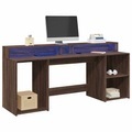 vidaXL, vidaXL LED-Schreibtisch Braun Eichen-Optik 200x55x91 Holzwerkstoff