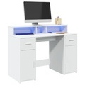 vidaXL, vidaXL LED-Schreibtisch Weiß 120x55x91 cm Holzwerkstoff