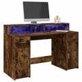 vidaXL, vidaXL LED-Schreibtisch Räuchereiche 140x55x91 cm Holzwerkstoff