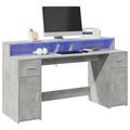 vidaXL, vidaXL LED-Schreibtisch Betongrau 160x55x91 cm Holzwerkstoff