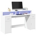 vidaXL, vidaXL LED-Schreibtisch Weiß 160x55x91 cm Holzwerkstoff
