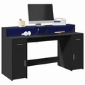 vidaXL, vidaXL LED-Schreibtisch Schwarz 160x55x91 cm Holzwerkstoff