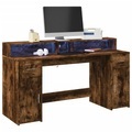 vidaXL, vidaXL LED-Schreibtisch Räuchereiche 160x55x91 cm Holzwerkstoff