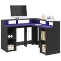vidaXL, vidaXL LED-Schreibtisch Schwarz 130x130x91 cm Holzwerkstoff