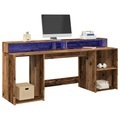 vidaXL, vidaXL LED-Schreibtisch Altholz-Optik 200x55x91 cm Holzwerkstoff