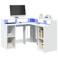 vidaXL, vidaXL LED-Schreibtisch Weiß 130x130x91 cm Holzwerkstoff