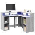 vidaXL, vidaXL LED-Schreibtisch Grau Sonoma 130x130x91 cm Holzwerkstoff