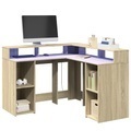vidaXL, vidaXL LED-Schreibtisch Sonoma-Eiche 130x130x91 cm Holzwerkstoff