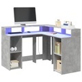 vidaXL, vidaXL LED-Schreibtisch Betongrau 130x130x91 cm Holzwerkstoff
