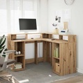 vidaXL, vidaXL LED-Schreibtisch Artisan-Eiche 130x130x91 Holzwerkstoff
