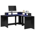 vidaXL, vidaXL LED-Schreibtisch Schwarz 152x152x91 cm Holzwerkstoff