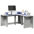 vidaXL, vidaXL LED-Schreibtisch Betongrau 152x152x91 cm Holzwerkstoff