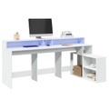 vidaXL, vidaXL LED-Schreibtisch Weiß 200x104x91 cm Holzwerkstoff