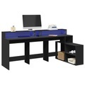 vidaXL, vidaXL LED-Schreibtisch Schwarz 200x104x91 cm Holzwerkstoff