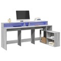 vidaXL, vidaXL LED-Schreibtisch Grau Sonoma 200x104x91 cm Holzwerkstoff