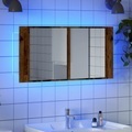 vidaXL, vidaXL LED-Spiegelschrank Altholz-Optik 90x12x45 cm Holzwerkstoff