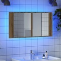 vidaXL, vidaXL LED-Spiegelschrank Artisan-Eiche 90x12x45 cm Holzwerkstoff