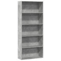 vidaXL, vidaXL Bücherregal Betongrau 80x30x189 cm Holzwerkstoff