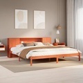 vidaXL, vidaXL Massivholzbett mit Regal ohne Matratze Wachsbraun 200x200 cm