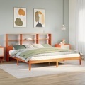 vidaXL, vidaXL Massivholzbett mit Regal ohne Matratze Wachsbraun 200x200 cm