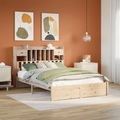 vidaXL, vidaXL Massivholzbett mit Regal ohne Matratze 140x200 cm Kiefer