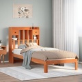 vidaXL, vidaXL Massivholzbett mit Regal ohne Matratze Wachsbraun 75x190 cm