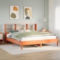 vidaXL, vidaXL Massivholzbett mit Regal ohne Matratze Wachsbraun 200x200 cm