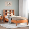 vidaXL, vidaXL Massivholzbett mit Regal ohne Matratze Wachsbraun 75x190 cm
