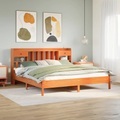 vidaXL, vidaXL Massivholzbett mit Regal ohne Matratze Wachsbraun 180x200 cm