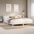 vidaXL, vidaXL Massivholzbett mit Regal ohne Matratze Weiß 200x200 cm Kiefer