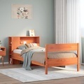 vidaXL, vidaXL Massivholzbett mit Regal ohne Matratze Wachsbraun 75x190 cm