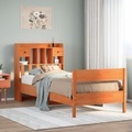 vidaXL, vidaXL Massivholzbett mit Regal ohne Matratze Wachsbraun 100x200 cm