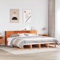 vidaXL, vidaXL Massivholzbett ohne Matratze Wachsbraun 180x200 cm Massivholz