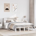 vidaXL, vidaXL Massivholzbett mit Regal ohne Matratze Weiß 120x200 cm