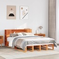 vidaXL, vidaXL Massivholzbett mit Regal ohne Matratze Wachsbraun 120x200 cm