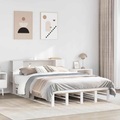 vidaXL, vidaXL Massivholzbett mit Regal ohne Matratze Weiß 150x200 cm