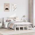 vidaXL, vidaXL Massivholzbett mit Regal ohne Matratze Weiß 140x190 cm