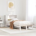 vidaXL, vidaXL Massivholzbett mit Regal ohne Matratze Weiß 100x200 cm