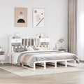 vidaXL, vidaXL Massivholzbett mit Regal ohne Matratze Weiß 200x200 cm Kiefer